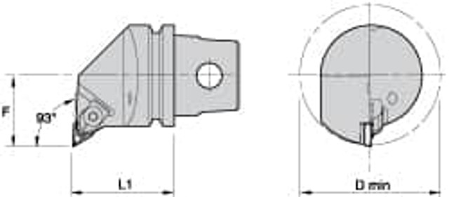 Kennametal 1019509 Modular Turning & Profiling Cutting Unit Head: Size KM32, 35 mm Head Length, Internal, Right Hand