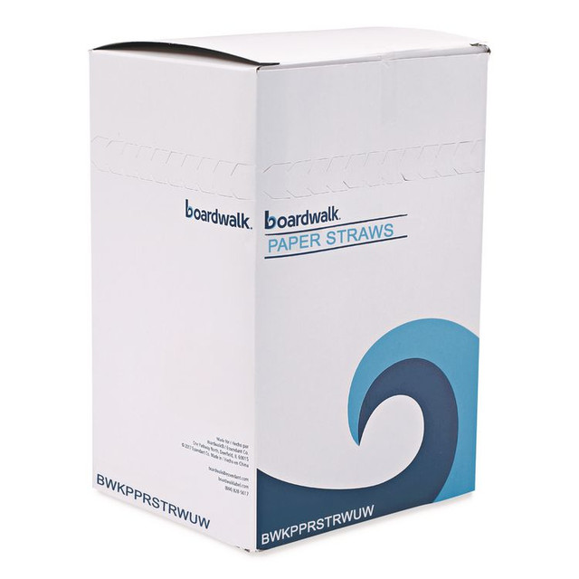BOARDWALK PPRSTRWUW Unwrapped Paper Straws, 7.75 x 0.25, White, 4,800/Carton