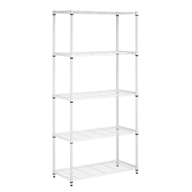 HONEY-CAN-DO INTERNATIONAL, LLC Honey Can Do SHF-01573 Honey-can-do SHF-01573 5-Tier Steel Urban Adjustable Storage Shelving Unit, White - 4 Compartment(s) - 5 Tier(s) - 72in Height x 14in Width x 36in Depth - Floor - Steel