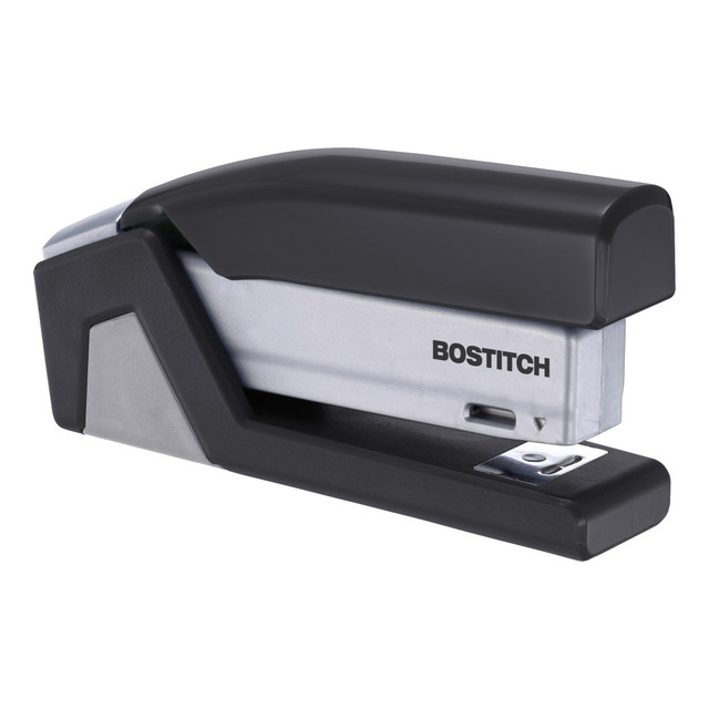 Handle daily tasks seamlessly with this Bostitch inJOY 20 compact stapler. With One-Finger technology, this stapler bundles lup to 20 sheets with a push of a finger, while the No-Jam technology delivers smooth, continuous operation. A built-in staple remover helps correct mistakes, and the integrated storage compartment keeps extra staples handy. This Bostitch inJOY 20 compact stapler opens easily for tacking, which is ideal for bulletin boards and crafts, and comes in a space-saving design so you can place it horizontally or vertically on your desk.  One-Finger stapling by PaperPro requires 80% less force  Easily staples up to 20 sheets  No-Jam technology for smooth, hassle-free stapling  Opens 180 degrees for tacking or crafting  Built-in remover for convenient staple removal  Hidden staple storage  Stands horizontally or vertically to save desk space  For optimum performance use genuine Bostitch standard staples  Gray and black color.