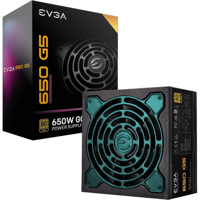 EVGA CORPORATION 220-G5-0650-X1 EVGA SuperNOVA 650 G5 Power Supply - Internal - 120 V AC, 230 V AC Input - 650 W - 1 +12V Rails - 1 Fan(s) - ATI CrossFire Supported - NVIDIA SLI Supported - 91% Efficiency