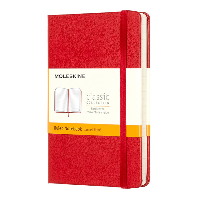 HACHETTE BOOK GROUP 930000 Moleskine Classic Hard Cover Notebook, 3-1/2in x 5-1/2in, Ruled, 192 Pages, Red