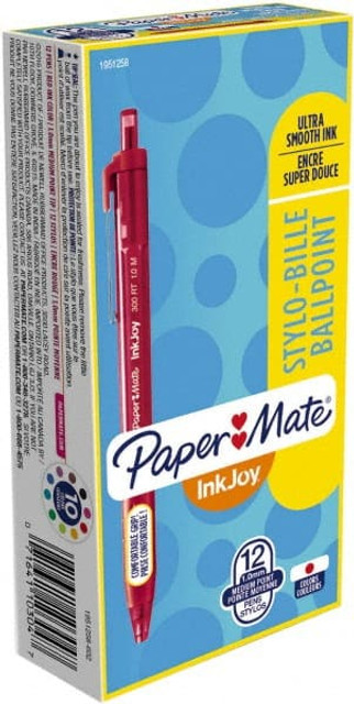 Paper Mate 1951258 Retractable Ball Point Pen: 1 mm Tip, Red Ink