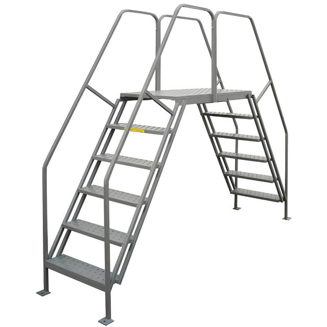 PW Platforms CO6035 6-Step Steel Crossover Bridge Platform: 300 lb Capacity, 24" Wide, 60" High