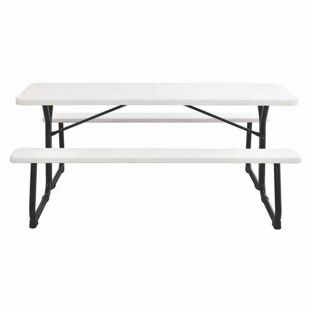 GLOBAL INDUSTRIAL 695484 Blow-Molded Plastic Picnic Table, Rectangular, 72 x 60 x 30, White Top, White Base/Legs