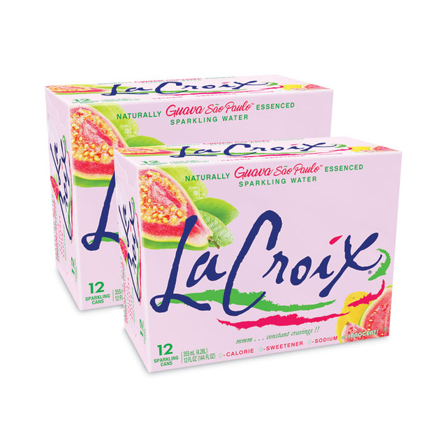 NATIONAL BEVERAGE CORP. LaCroix® NAV40113 Sparkling Water, Guava Sao Paulo, 12 oz Can, 12 Cans/Pack, 2 Packs/Carton