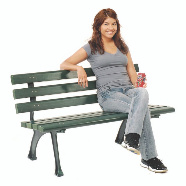 GLOBAL INDUSTRIAL 240125GN Recycled Plastic Benches with Back, 48" x 23" x 28", Green Seat/Back, Green Base