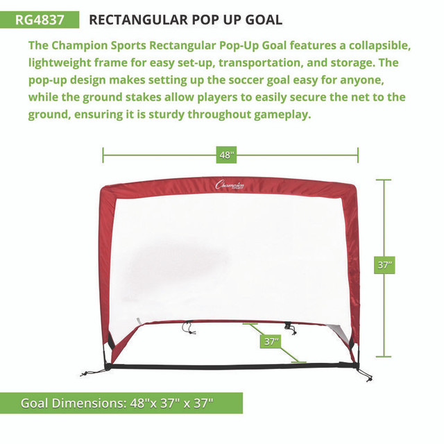 CHAMPION SPORT Sports RG4837 Rectangular Pop-Up Goal, 48" x 37"