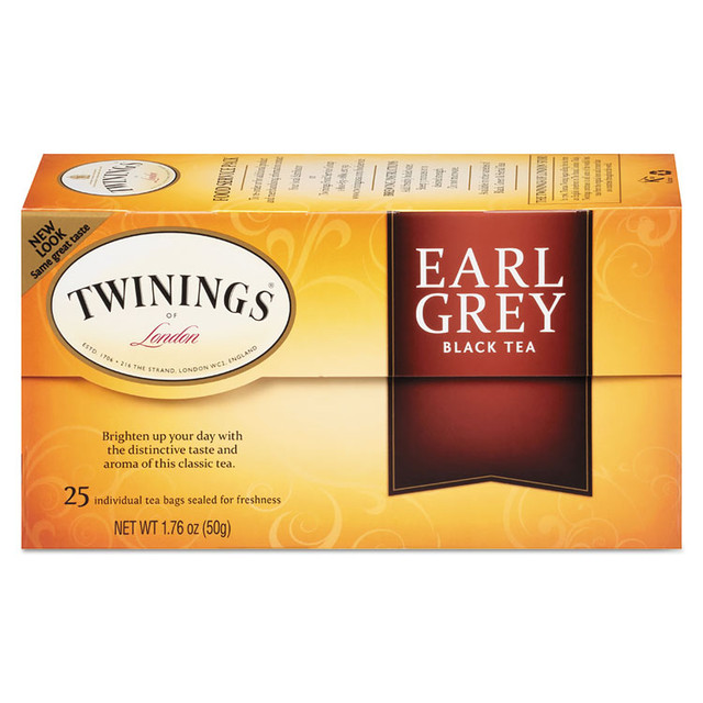 TWININGS NORTH AMERICA INC 09183 Tea Bags, Earl Grey, 1.76 oz, 25/Box