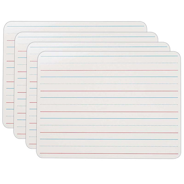 FLIPSIDE Flipside Products Two-Sided Dry Erase Board, Plain/Ruled, 9" x 12", Pack of 4