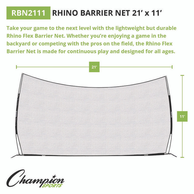 CHAMPION SPORT Sports RBN2111 Rhino Flex Barrier Net, 21 ft x 11 ft