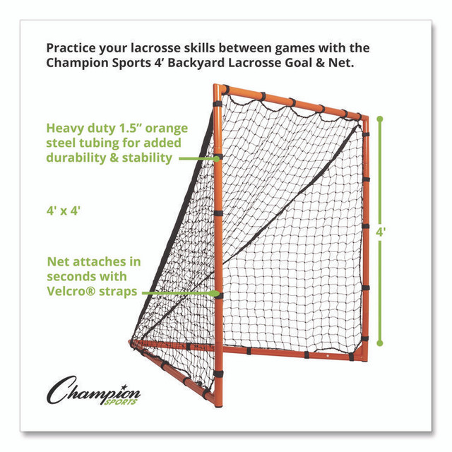 CHAMPION SPORT Sports LNGL44 Backyard Lacrosse Goal and Net, 4 ft x 4 ft, 1.25" dia Frame