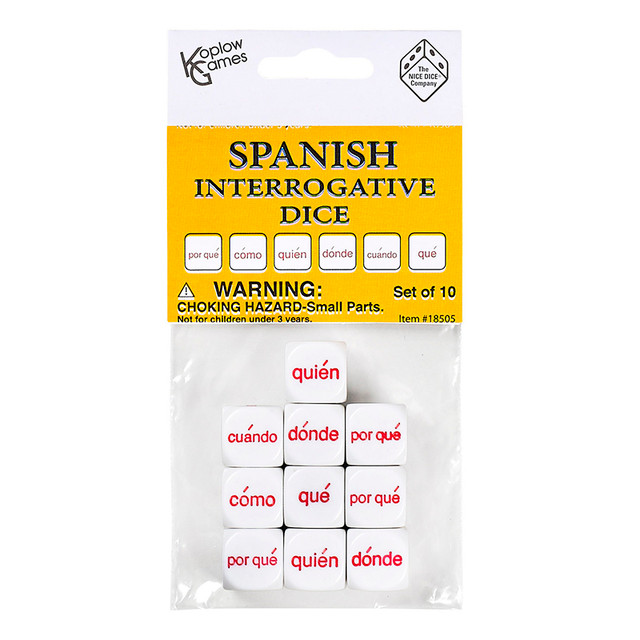 KOPLOW GAMES INC. Koplow Games Spanish Interrogative Dice Set, 10 Pieces