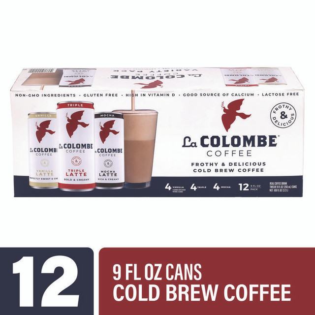LA COLOMBE COFFEE ROASTERS 22002272 Draft Latte Cold Brew, Assorted Flavors, 9 oz Can, 12/Carton