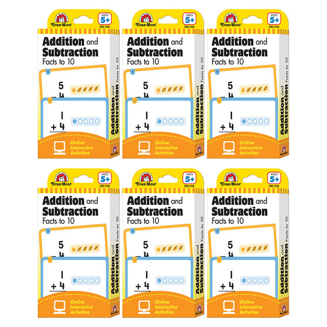 EVAN-MOOR Evan-Moor Educational Publishers Learning Line: Addition and Subtraction Facts to 10, Grade 1+ (Age 5+) - 56 Flashcards Per Pack, 6 Packs