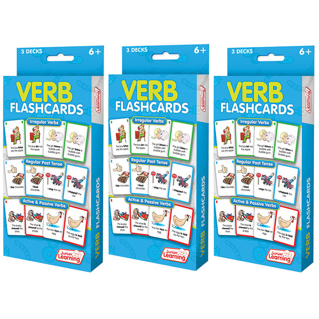 JUNIOR LEARNING Junior Learning® Verb Flashcards, 3 Sets Per Pack, 3 Packs