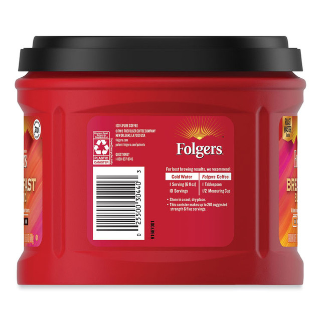 KEURIG DR PEPPER Folgers® SMU20529 Coffee, Breakfast Blend, 22.6 oz Canister