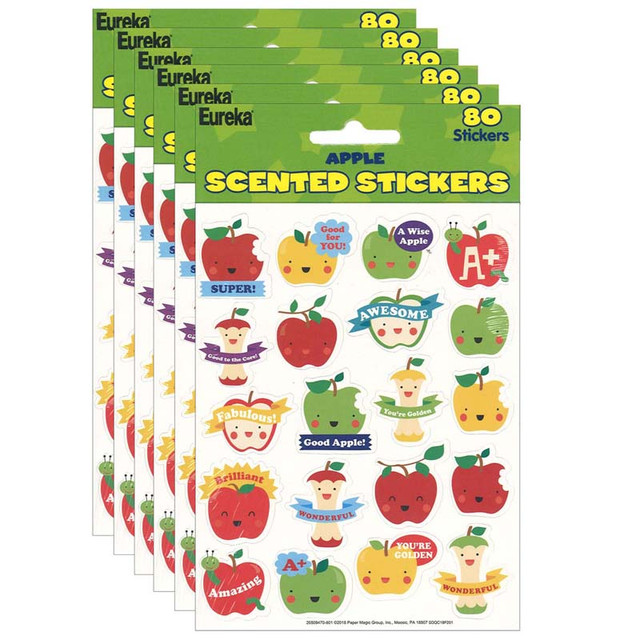 EUREKA Eureka® Apple Scented Stickers, 80 Per Pack, 6 Packs