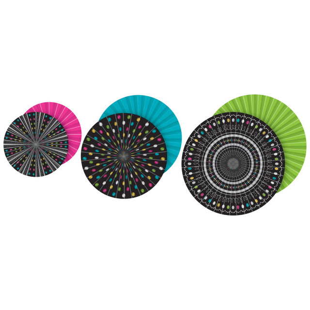 TEACHER CREATED RESOURCES Teacher Created Resources® Chalkboard Brights Hanging Paper Fans, 3 Per Pack, 3 Packs