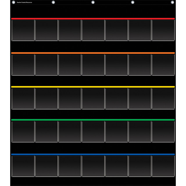 TEACHER CREATED RESOURCES Teacher Created Resources® Black Storage Pocket Chart, 35 Pockets, 32.5" x 63.5"