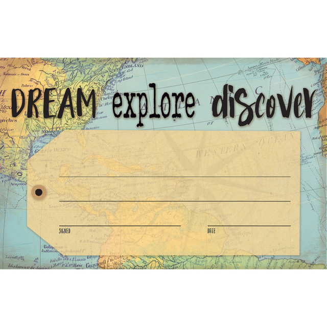 TEACHER CREATED RESOURCES Teacher Created Resources® Travel the Map Dream Explore Discover Awards, Pack of 30