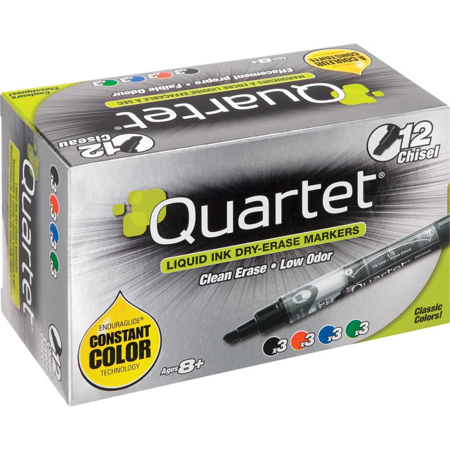 ACCO BRANDS USA, LLC Quartet 5001-18M  EnduraGlide Dry-Erase Markers, Chisel Tip, Assorted Colors, 12 Pack - Chisel Marker Point Style - Assorted - 12 / Pack