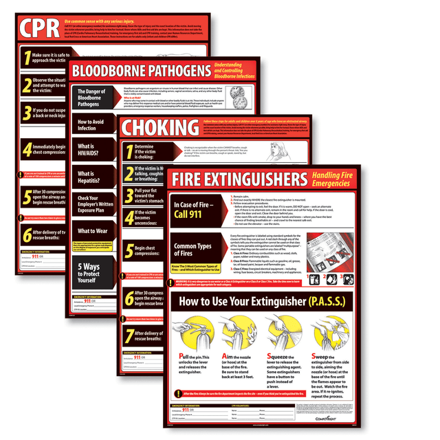 TAX FORMS PRINTING, INC. WR0242 ComplyRight Lifesaving Poster Set, 18in x 24in