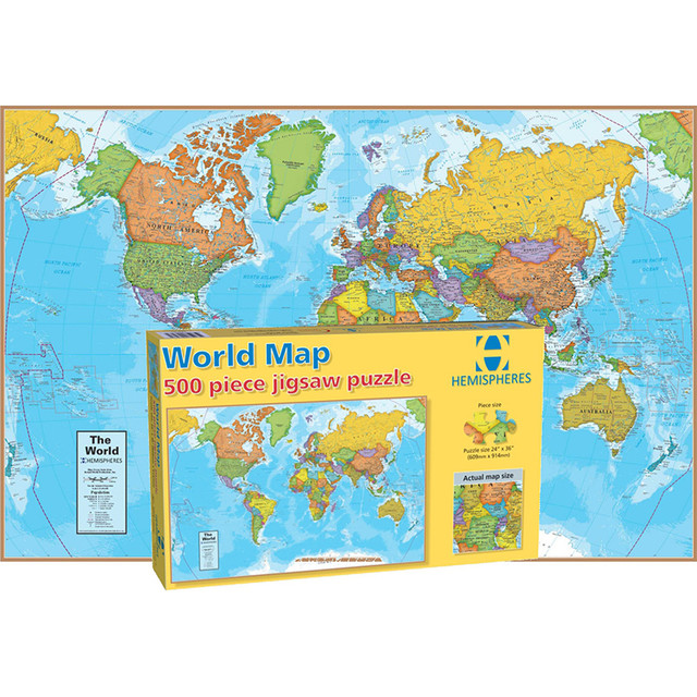 WAYPOINT GEOGRAPHIC Round World Products World Map Jigsaw Puzzle, 500 Pieces