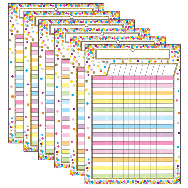 ASHLEY PRODUCTIONS Ashley Productions® Smart Poly Chart, Confetti Dry Erase Incentive Chart, Pack of 6