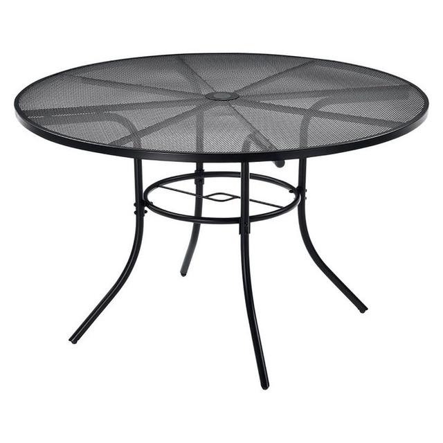 GLOBAL INDUSTRIAL 695971 Interion Mesh Cafe Table and Chair Sets, Round, 48" Dia x 29"h, Black Top, Black Base/Legs