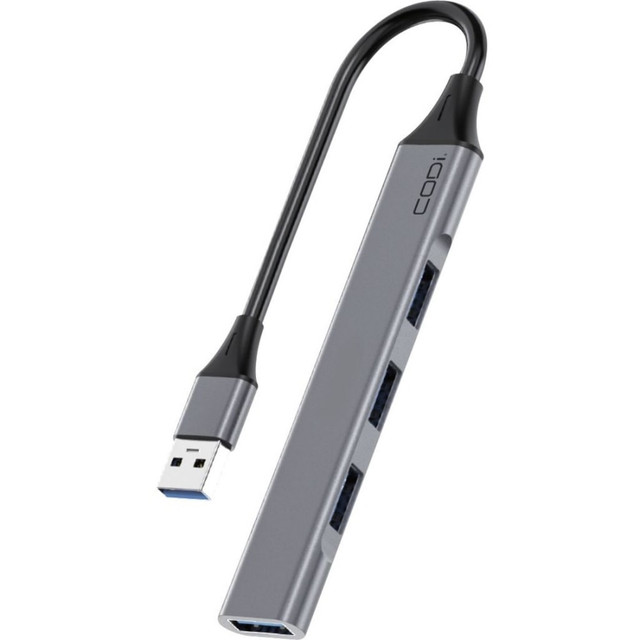 CODI ACQUISITION LLC A01113 CODi USB-A 4-Port Hub - for Computer - USB Type A - 4 x USB Ports - 1 x USB 2.0 - 2 x USB 3.0 - Gray - Wired