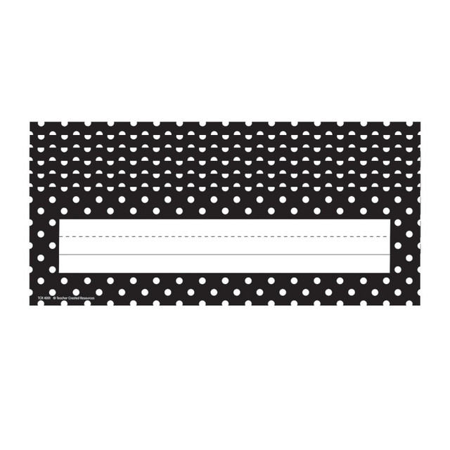 TEACHER CREATED RESOURCES Teacher Created Resources® Black Polka Dots Flat Name Plates, 36 Per Pack, 6 Packs
