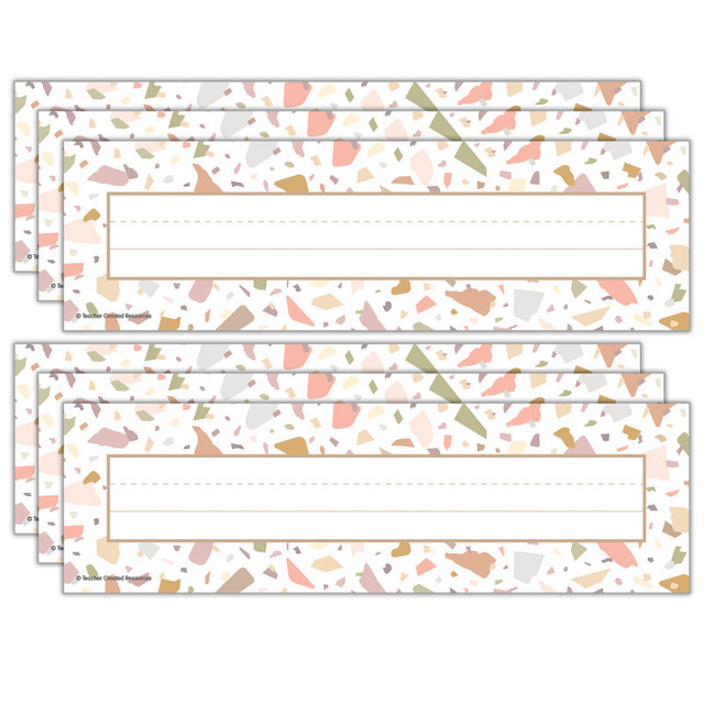 TEACHER CREATED RESOURCES Teacher Created Resources® Terrazzo Tones Flat Name Plates, 36 Per Pack, 6 Packs