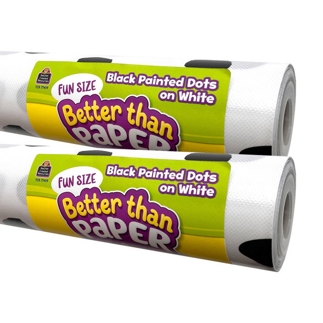 TEACHER CREATED RESOURCES Teacher Created Resources® Fun Size Better Than Paper Bulletin Board Roll Black Painted Dots on White, Pack of 2