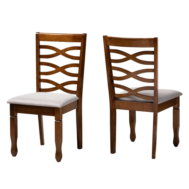 WHOLESALE INTERIORS, INC. 2721-10549 Baxton Studio Lanier Dining Chairs, Gray/Walnut Brown, Set Of 2 Dining Chairs