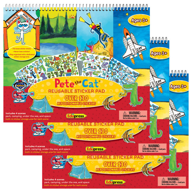 TEACHER CREATED RESOURCES Teacher Created Resources® Pete The Cat Reusable Sticker Pad, Pack of 3