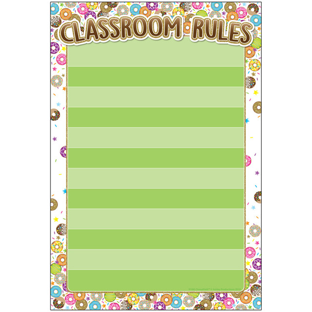 ASHLEY PRODUCTIONS Ashley Productions® Smart Poly® Chart, DonutFetti® Classroom Rules, 13" x 19"