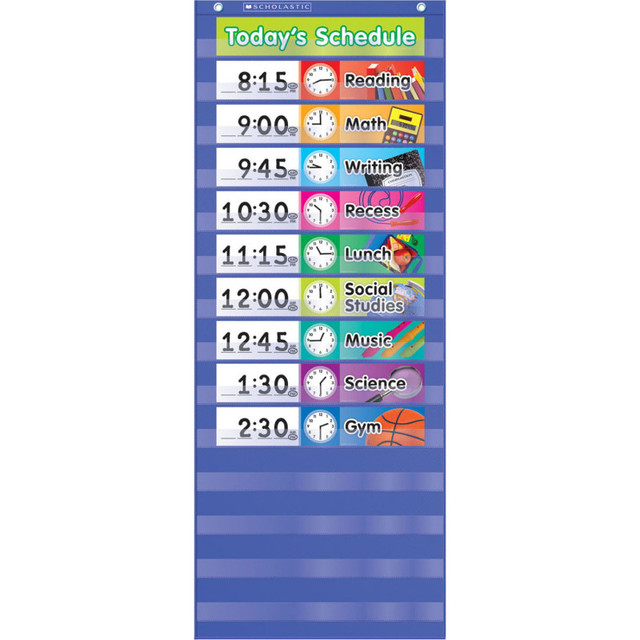 SCHOLASTIC TEACHING RESOURCES Scholastic Teaching Solutions Daily Schedule Pocket Chart, 17 pieces