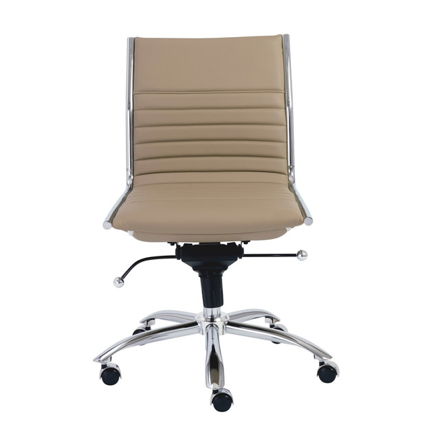 EURO STYLE, INC. Eurostyle 01266TPE  Dirk Armless Faux Leather Low-Back Commercial Office Chair, Chrome/Taupe