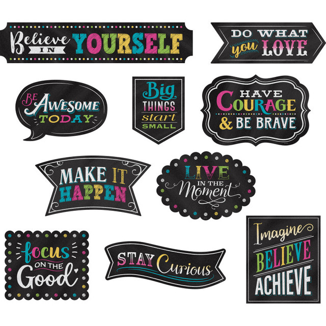 TEACHER CREATED RESOURCES Teacher Created Resources® Clingy Thingies® Chalkboard Brights Positive Sayings Accents TEACHER CREATED RESOURCES Teacher Created Resources® Clingy Thingies® Chalkboard Brights Positive Sayings Accents