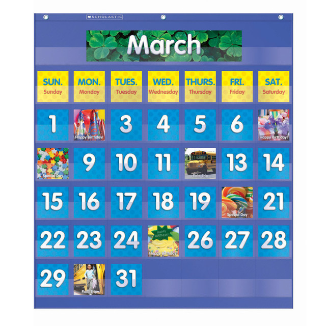 SCHOLASTIC TEACHING RESOURCES Scholastic Teaching Solutions Monthly Calendar Pocket Chart, 61 Pieces