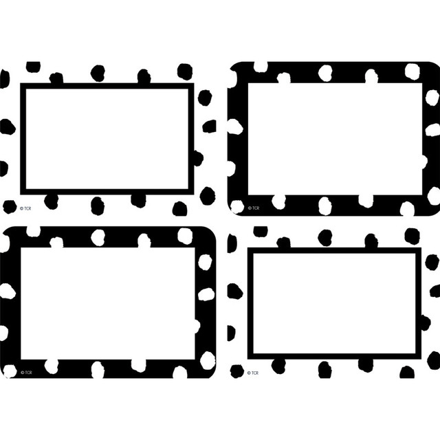 TEACHER CREATED RESOURCES Teacher Created Resources® Black and White Painted Dots Name Tags/Labels - Multi-Pack - Pack of 36