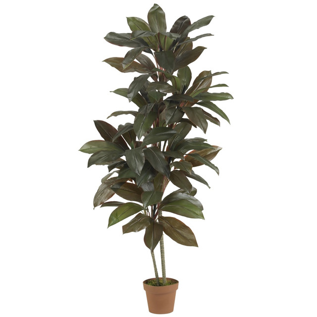 NEARLY NATURAL INC. 6580 Nearly Natural 5ftH Real-Touch Silk Cordyline Plant With Pot, Green