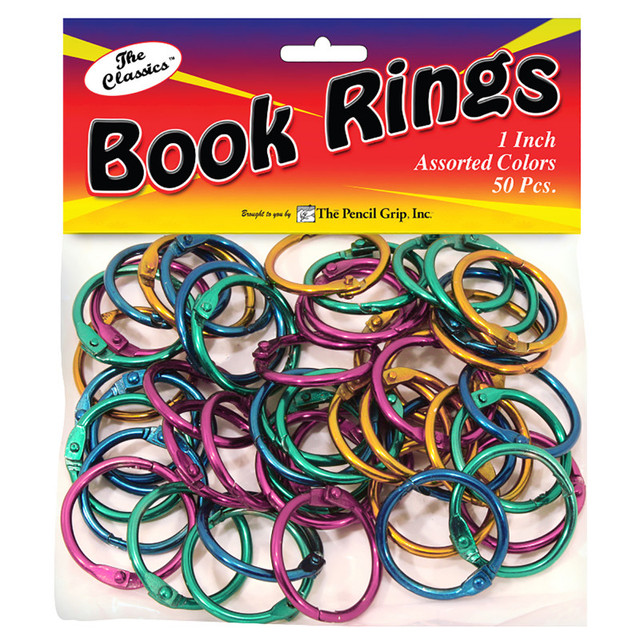 THE PENCIL GRIP The Pencil Grip™ Book Rings, Assorted Colors, Pack of 50