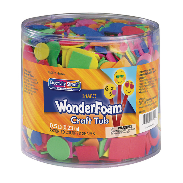 DIXON TICONDEROGA CO Creativity Street® WonderFoam® Craft Tub, Foam Shapes, Assorted Sizes, 1/2 lb.