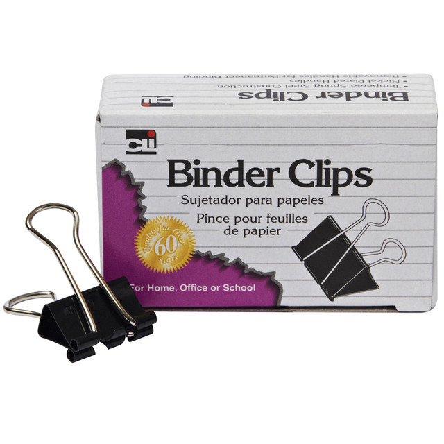 ADVANTUS Charles Leonard Binder Clips, Large, 1 Inch Capacity, Black/Silver, 12/Box