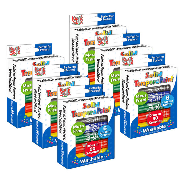 THE PENCIL GRIP Kwik Stix™ Solid Tempera Paint Sticks, Primary Colors, 6 Per Pack, 6 Packs