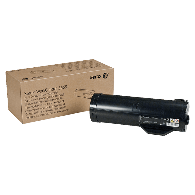 Compatible Xerox models: WorkCentre:  3655/S,  3655/X,  3655/iS,  3655/iX.  .    STATE OF THE ART: Made in factories conforming to some of the most stringent international health, safety and sustainability standards.  RELIABLE: Compatible toners may risk breakdown, poor colors and reduced page yields. Print with Genuine Xerox Toners for spot-on results, vibrant colors and sharp edges.  OPTIMAL: Original Xerox cartridges made by Xerox for WorkCentre 3655/3655i printers and work straight out of the box. Your printer reads the chip, you press start and it starts working.  HIGH PERFORMANCE: Xerox Genuine cartridges are made for Xerox printers to work at their best. Independent testing proved Genuine Xerox Supplies to be more reliable and deliver up to 27% higher page yields than non-genuine alternatives.  SPECIFICATION: Genuine Xerox Part: 106R02738 ; Page Yield: 14400 Pages.  Yields up to 14,400 pages at 5% coverage.  Helps Avoid Waste - Designed for extended use, helping reduce or eliminate material use and potentially save money.  Recycling solution - designed to encourage recycling, helping you divert materials from landfill.