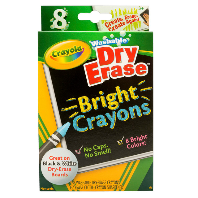 CRAYOLA LLC Crayola® Dry Erase Washable Crayons, Bright Colors, 8 Count