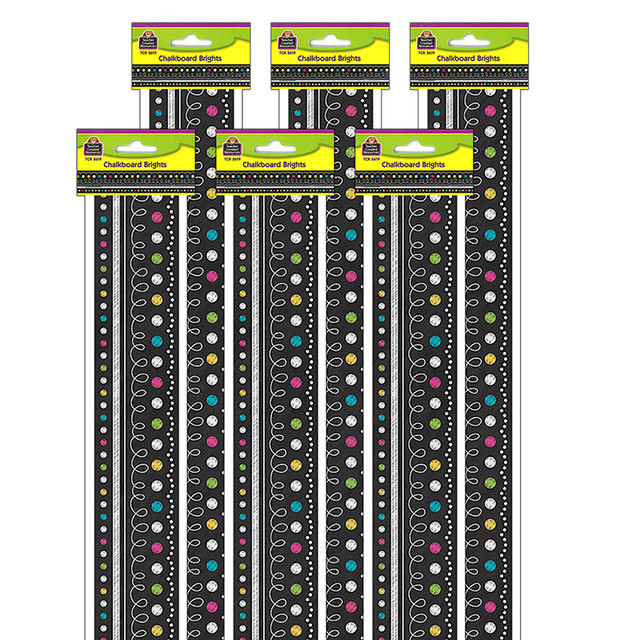 TEACHER CREATED RESOURCES Teacher Created Resources® Chalkboard Brights Straight Border Trim, 35 Feet Per Pack, 6 Packs